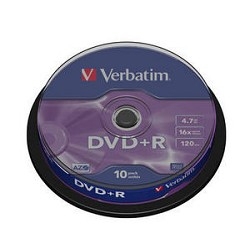 Verbatim Диски DVD+R 4.7Gb 16х, 10 шт, Cake Box (43498)